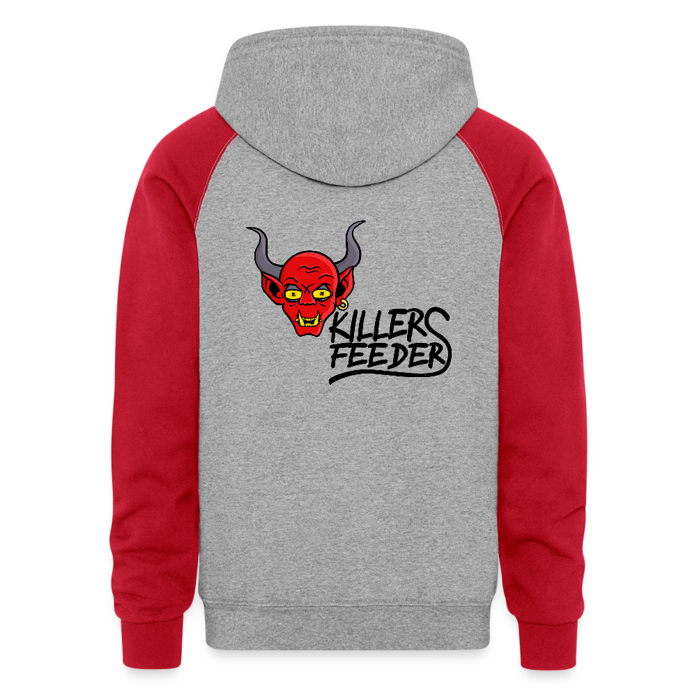 Colorblock Hoodie - heather grey/red